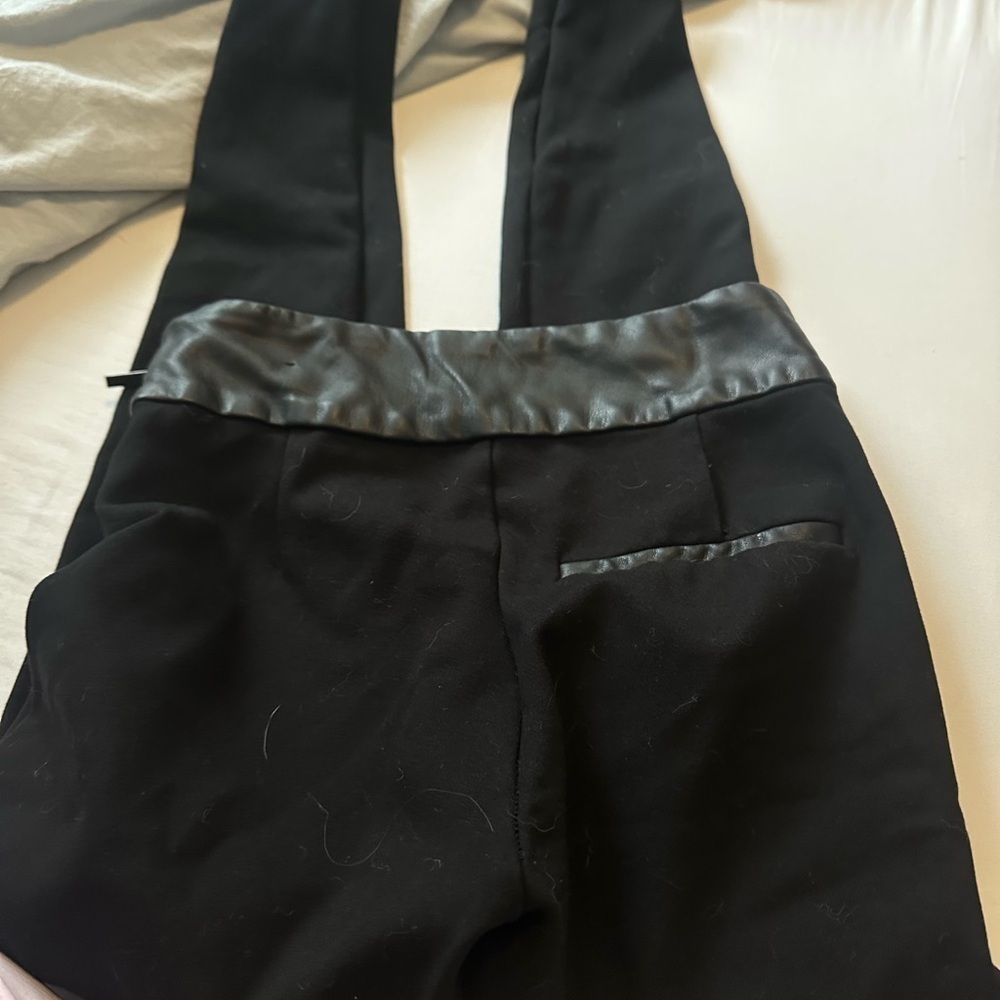 Zara Black Leggings with Leather Detail - Picture 2 of 3
